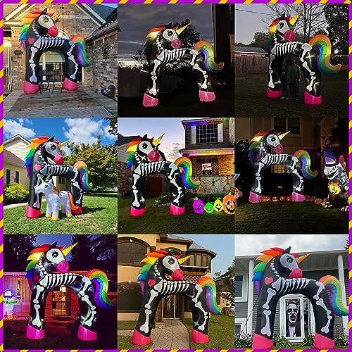 Aufblasbarer Skelett-Einhorn-Torbogen mit LEDs, 3 m – Produktansicht 3