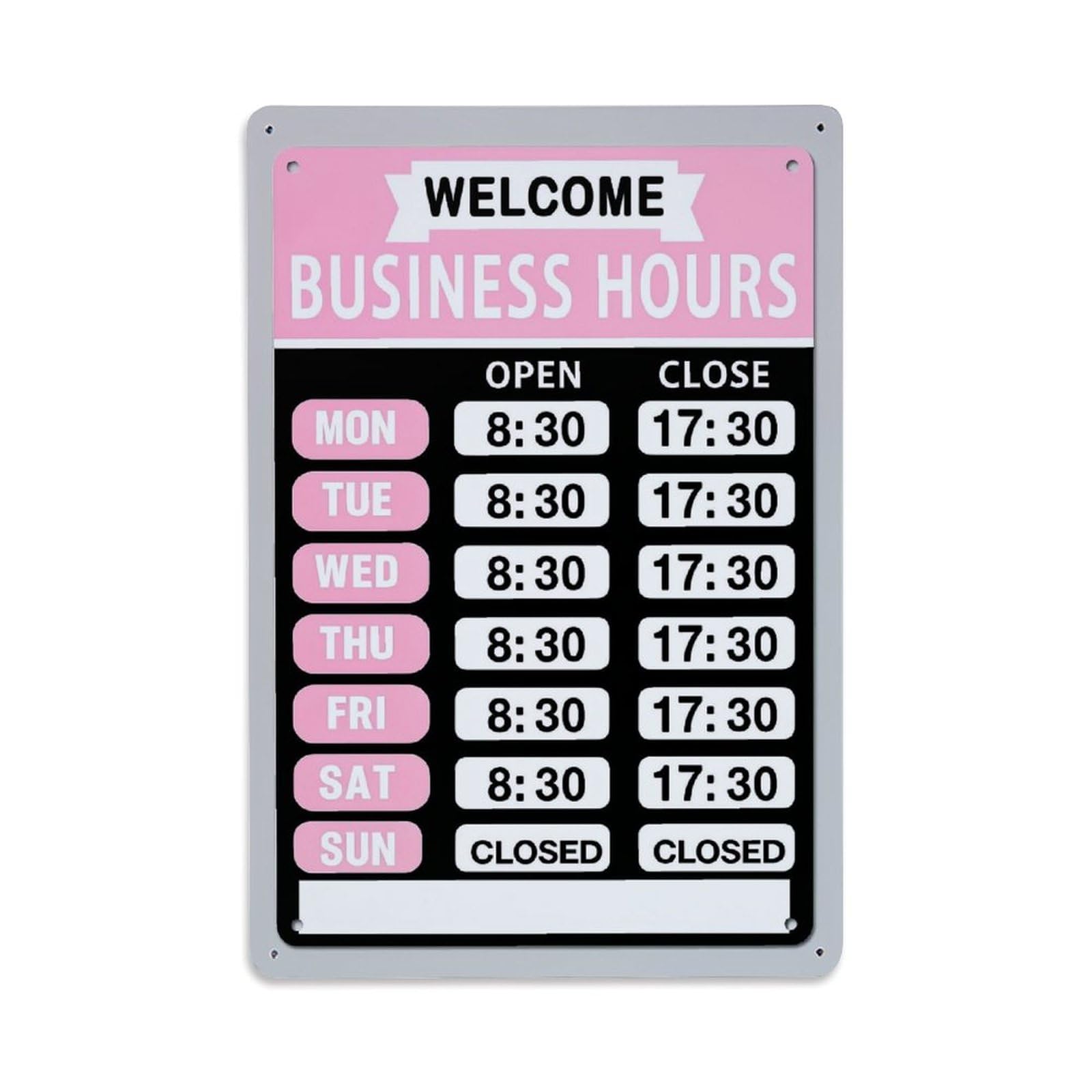 Jdfenggu Vintage Welcome Business Hours Sign Pattern Retro Metal Tin Sign, Decor Art Poster For Bar, Home, Man Cave, Kitchen, Laundry Room Gift 8X12inch