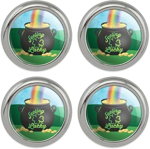 Botones novedosos de costura de metal dorado para el día de San Patricio Feeling Lucky Pot of Gold - Juego de 4