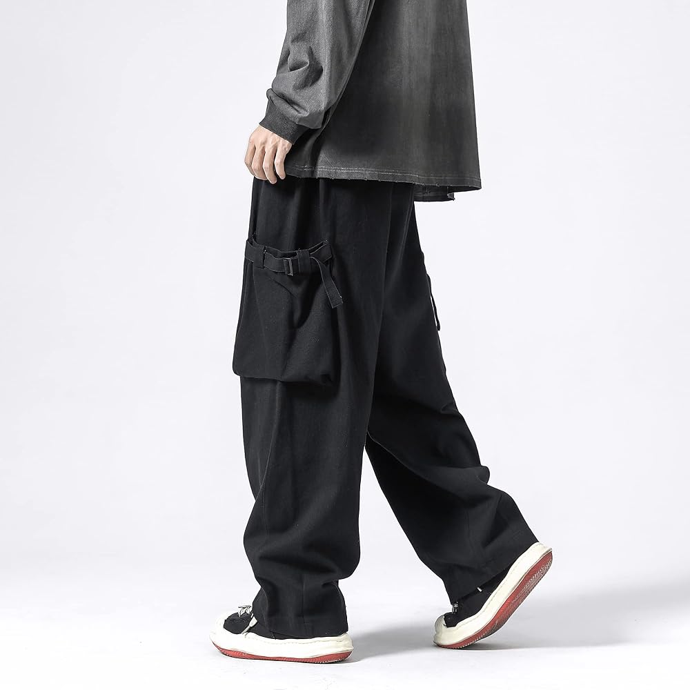 PRIJOUHE Men's Baggy Cargo Pants Casual Loose Fit Wide Leg Pants