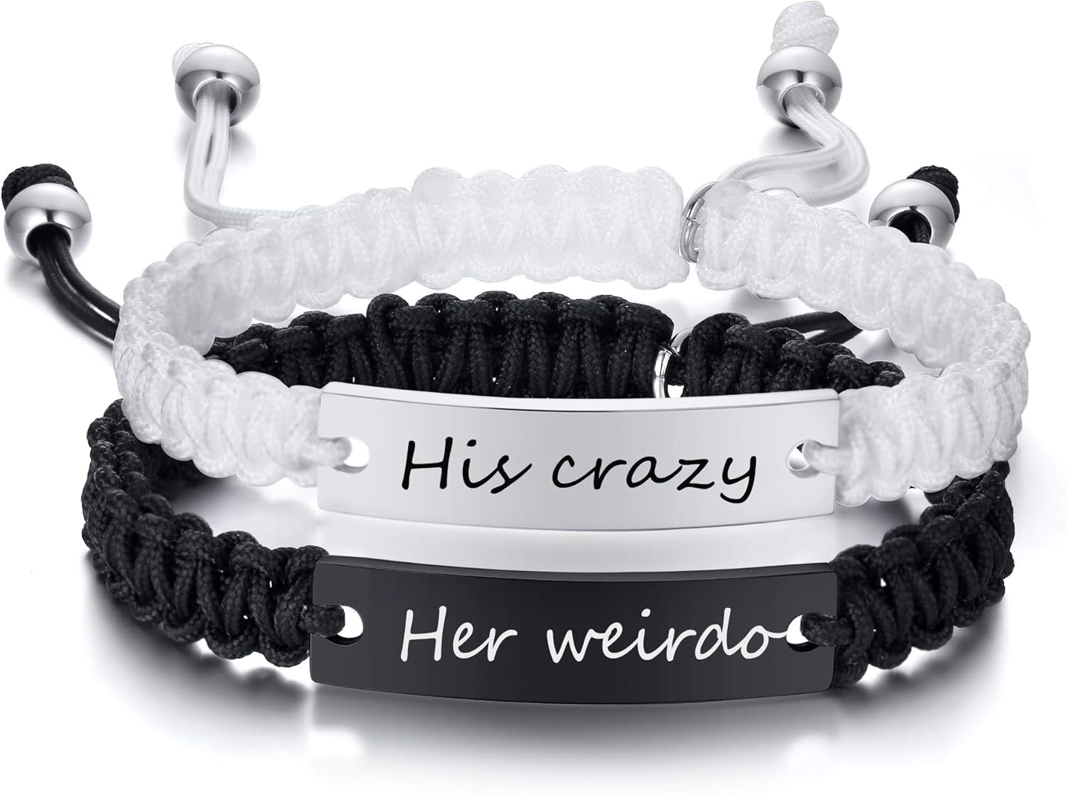 Sponsored Ad – Matching Bracelets for Him and Her - Long Distance Couple Bracelet,Hypoallergenic Stainless Steel Engraved Relationship Bracelet,Trendy Adjustable Couples Jewelry