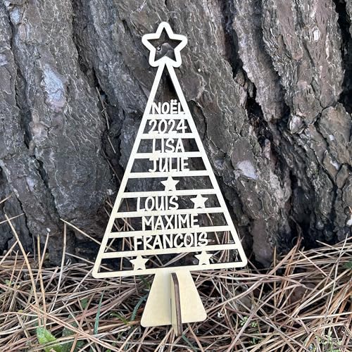 Bijou de Ré - Arbre de Noël en bois personnalisable avec étoile – Décoration de Noël artisanale