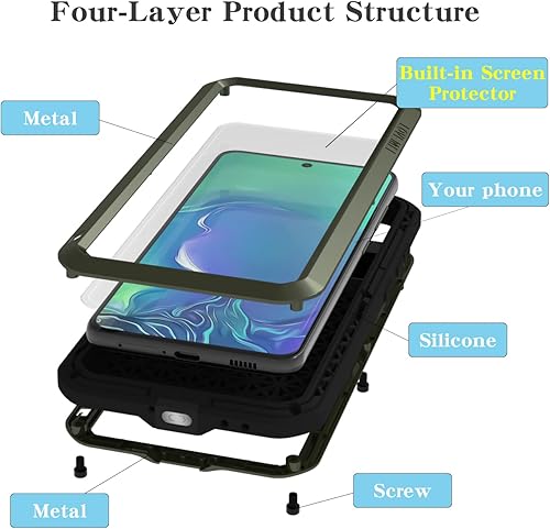 Miniatura 3 de LOVE MEI Funda militar resistente para Samsung Galaxy S21 FE 5G, con protector de pantalla de vidrio templado, a prueba de golpes, a prueba de