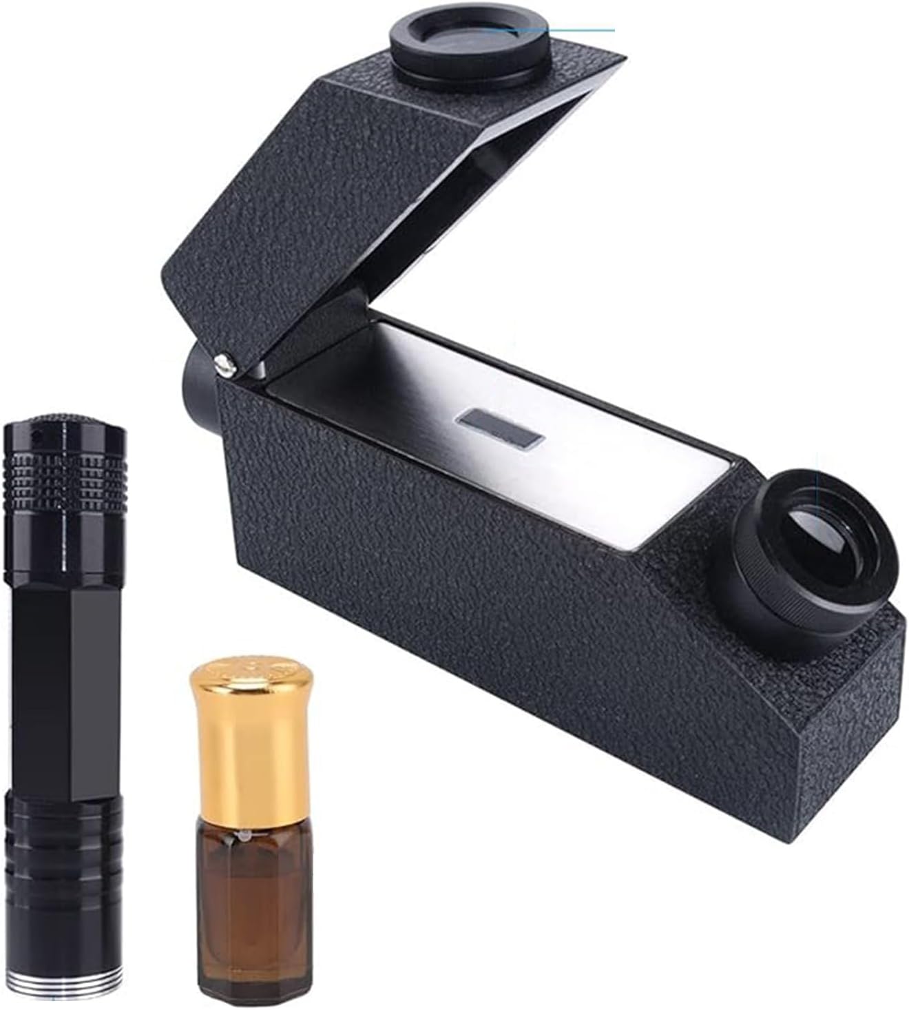 Gemological Gemstone Gem Refractometer Built-in Light with 3ml Reflective Index Fluid, Portable Lab Suitcase