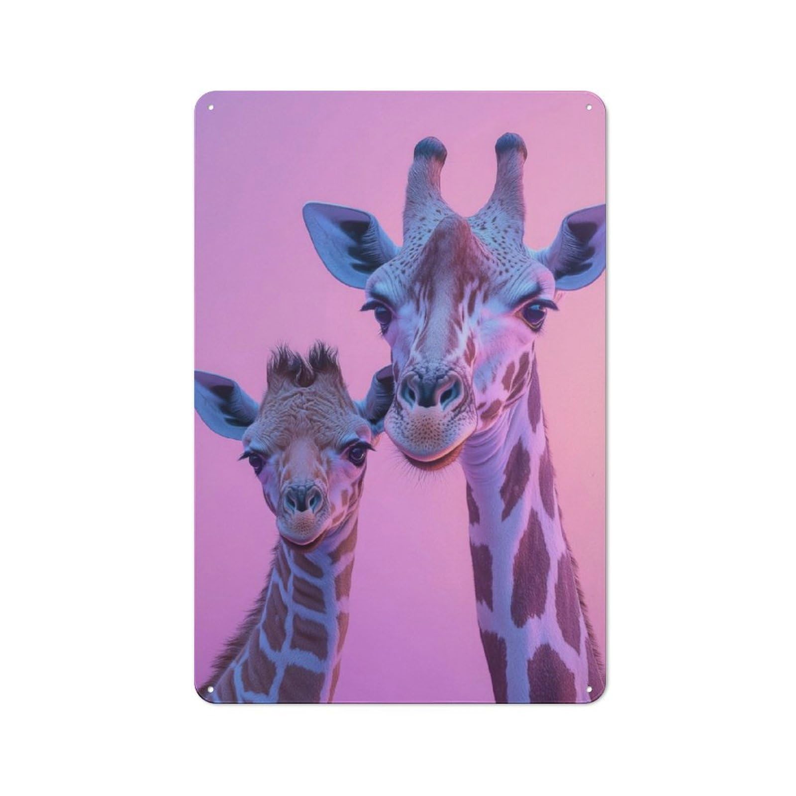 Junmoney Giraffe Family Portrait Printed Metal Sign 30X20cm For Studio Or Craft Room, A New Home Present For Creative-Space Collectors