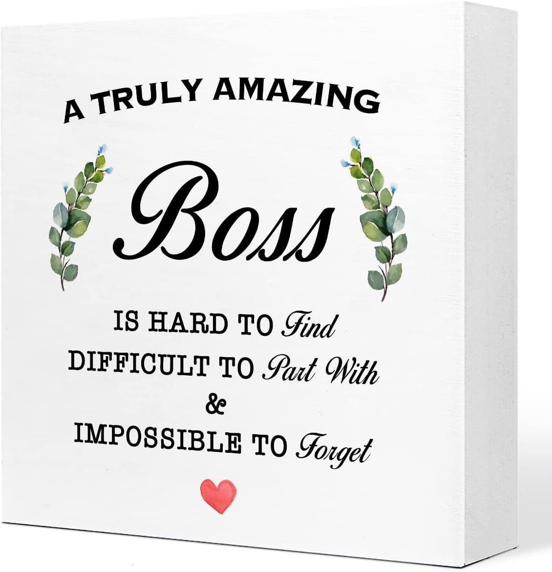 7x7 Inch Boss Box Sign, Wooden Desk Decor Appreciation Gift