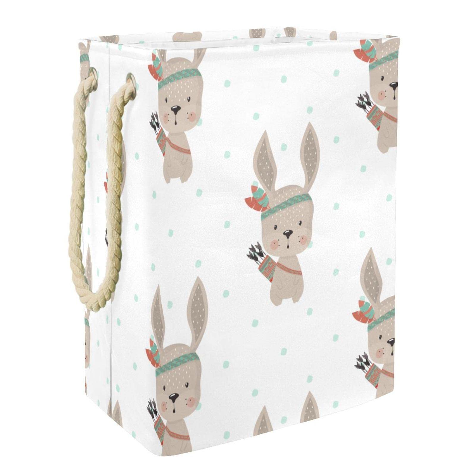 Cesta impermeable para la ropa sucia, cesta para la ropa sucia con asa, conejo indio de Pascua