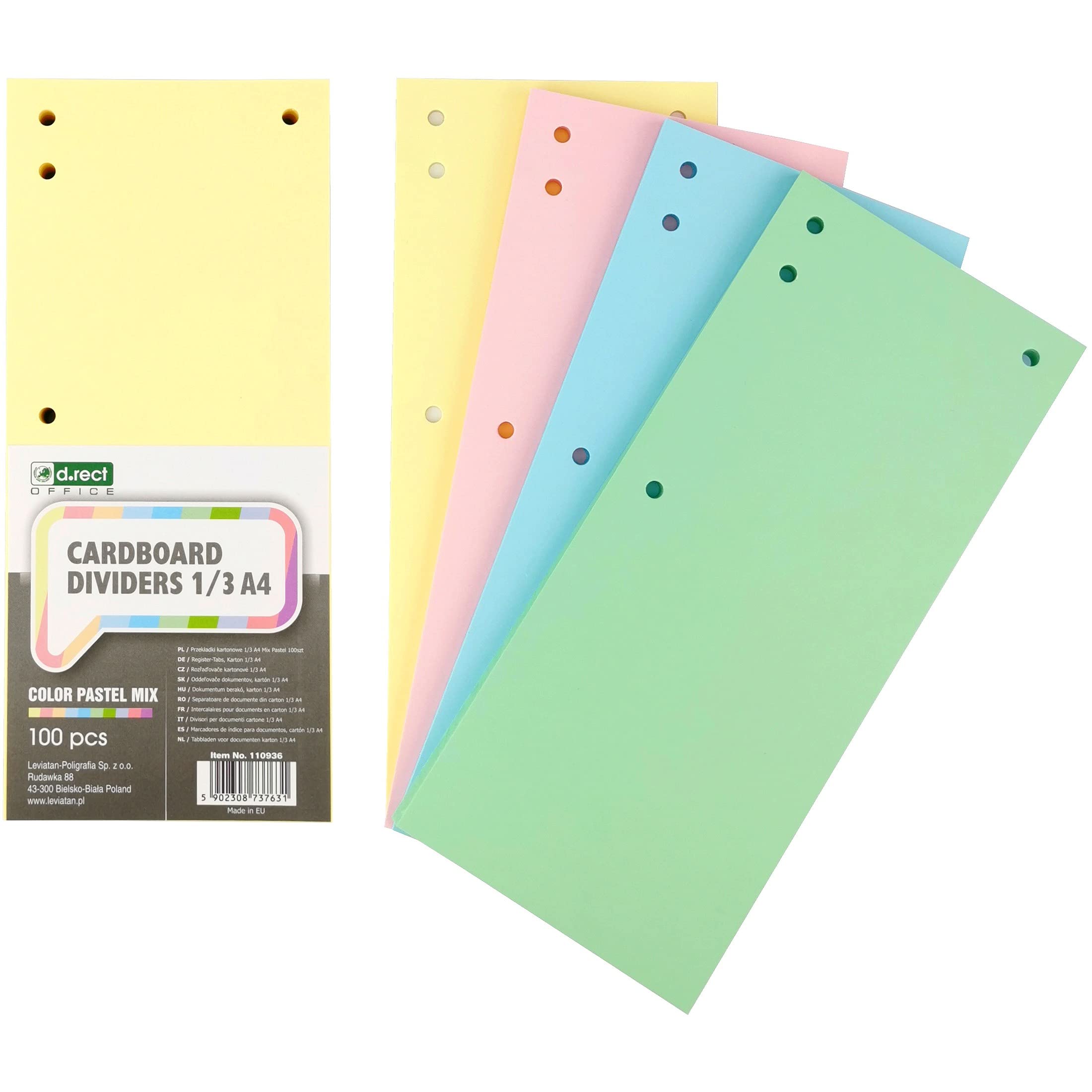 100 Pochettes Plastique A4 + 12 Intercalaires Colorés - Pour Classeur, Organisation Bureau Maison