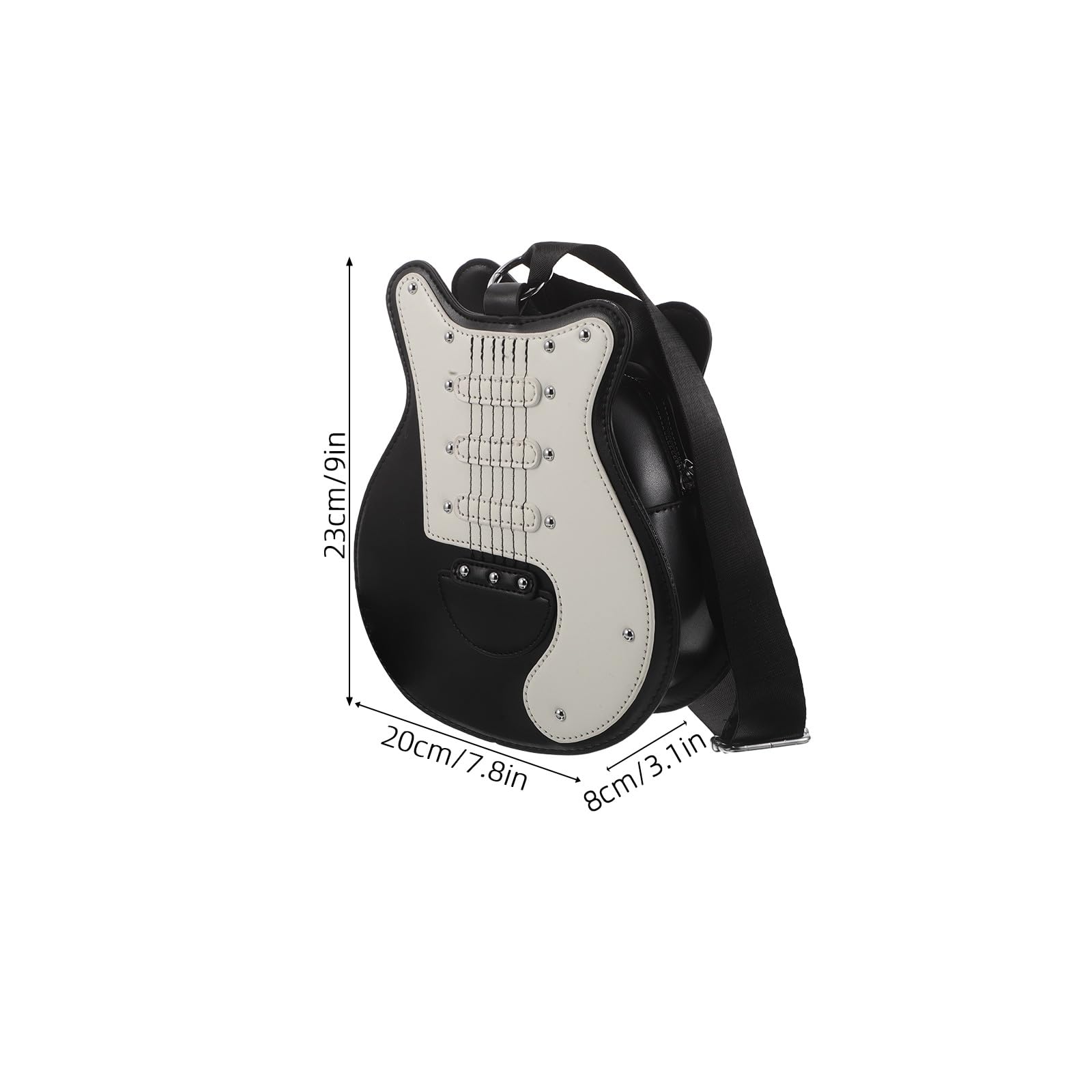 Gatuida Borsa a tracolla in PU a forma di chitarra - Borsa a tema musica acustica bianca e nera - a tracolla per feste - carina e originale per ragazze e donne