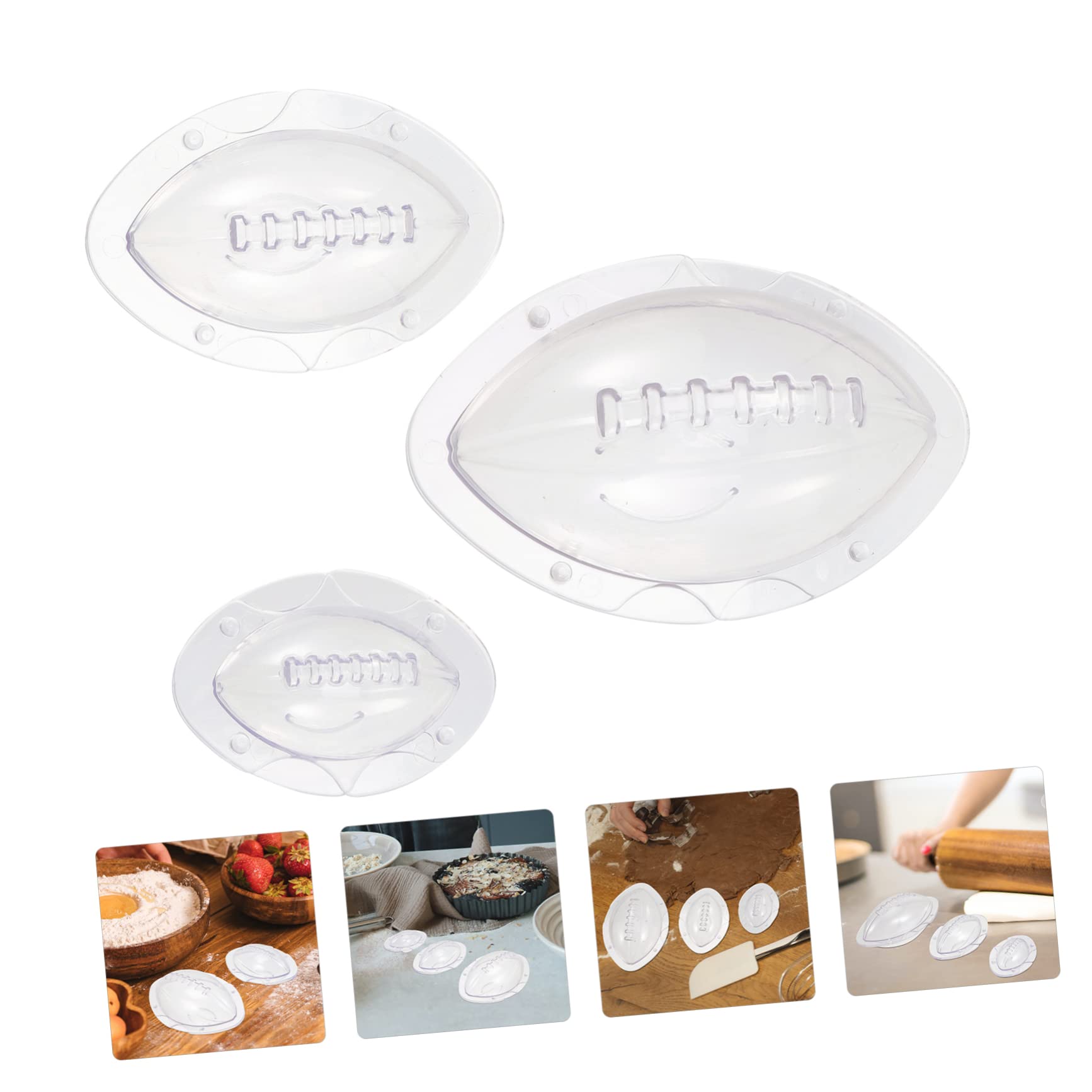 PRETYZOOM 4 Sätze Kuchenformen Bälle Rugbyform Rose Eiswürfelform Kuchenform Fußball Eisform Frostform Kit Sport Rugby Union Fußball Rugbyball Backen Kuchen 3 Stück * 4