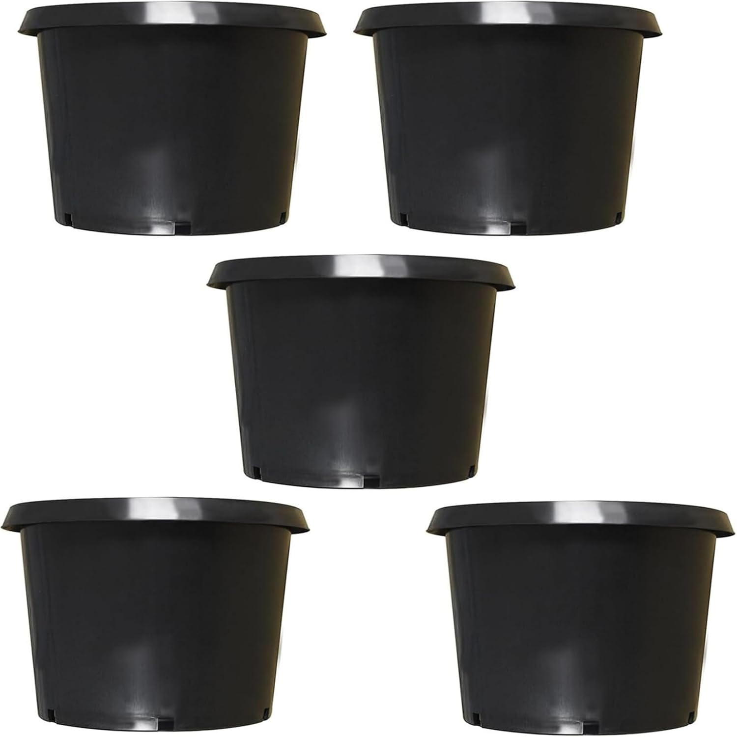 findmall 5 Pack Nursery Pots, 25 Gallon Round Black Plastic Planter Pots with Drainage Holes for Garden Outdoor and Indoor Use