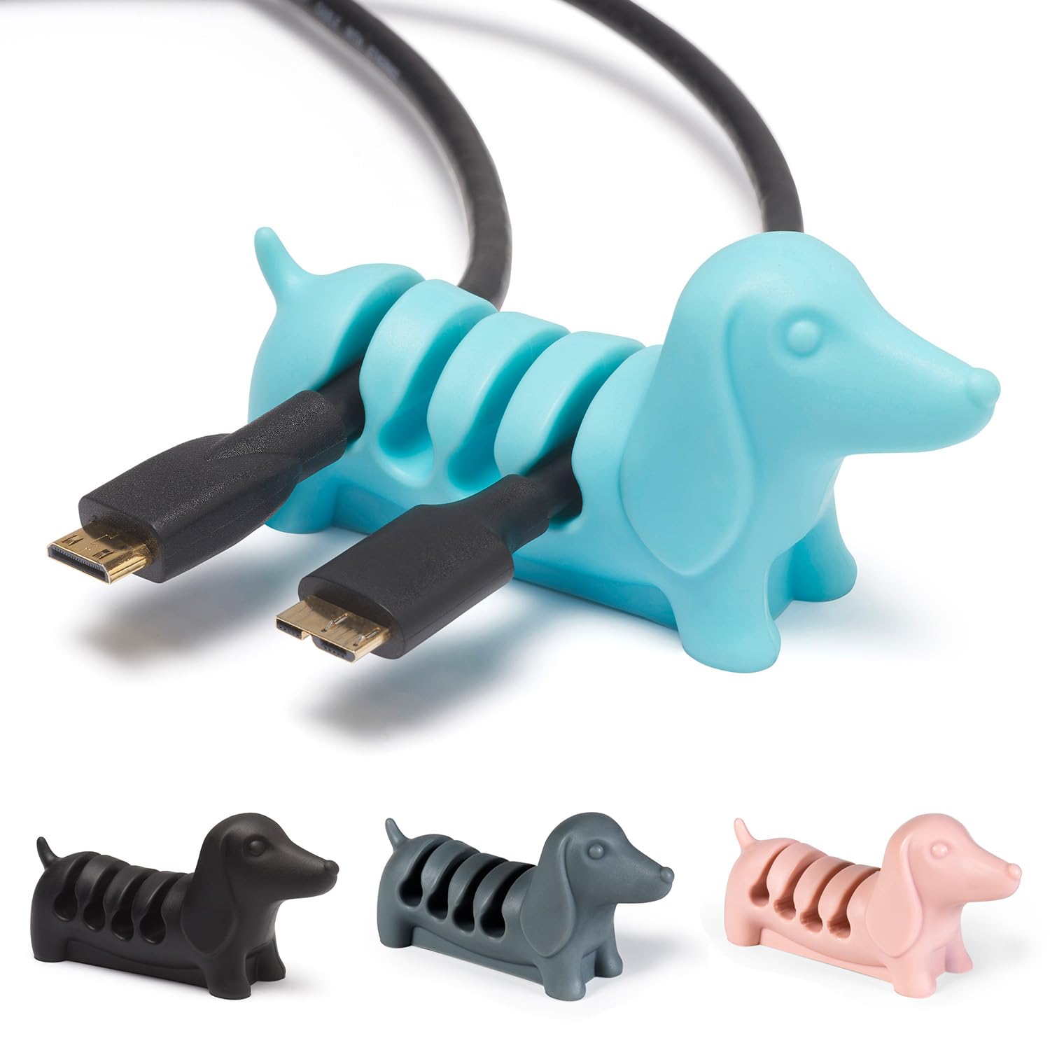 Kord Keeper Cable Holder Clip | Cable Tidy Organiser | USB Charging Cable, Power Cord, Phone Cable Management | Desk Tidy | Home Organisation | Gift Idea for Office, Desk, Home, Dog Lovers (Blue)