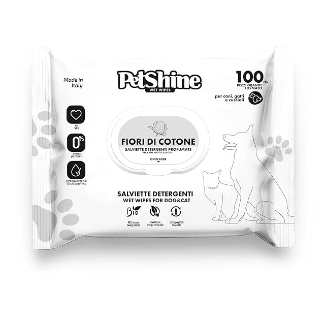 Toallitas Higiene Perro y Gato, Flores y Algodón, 100 uds