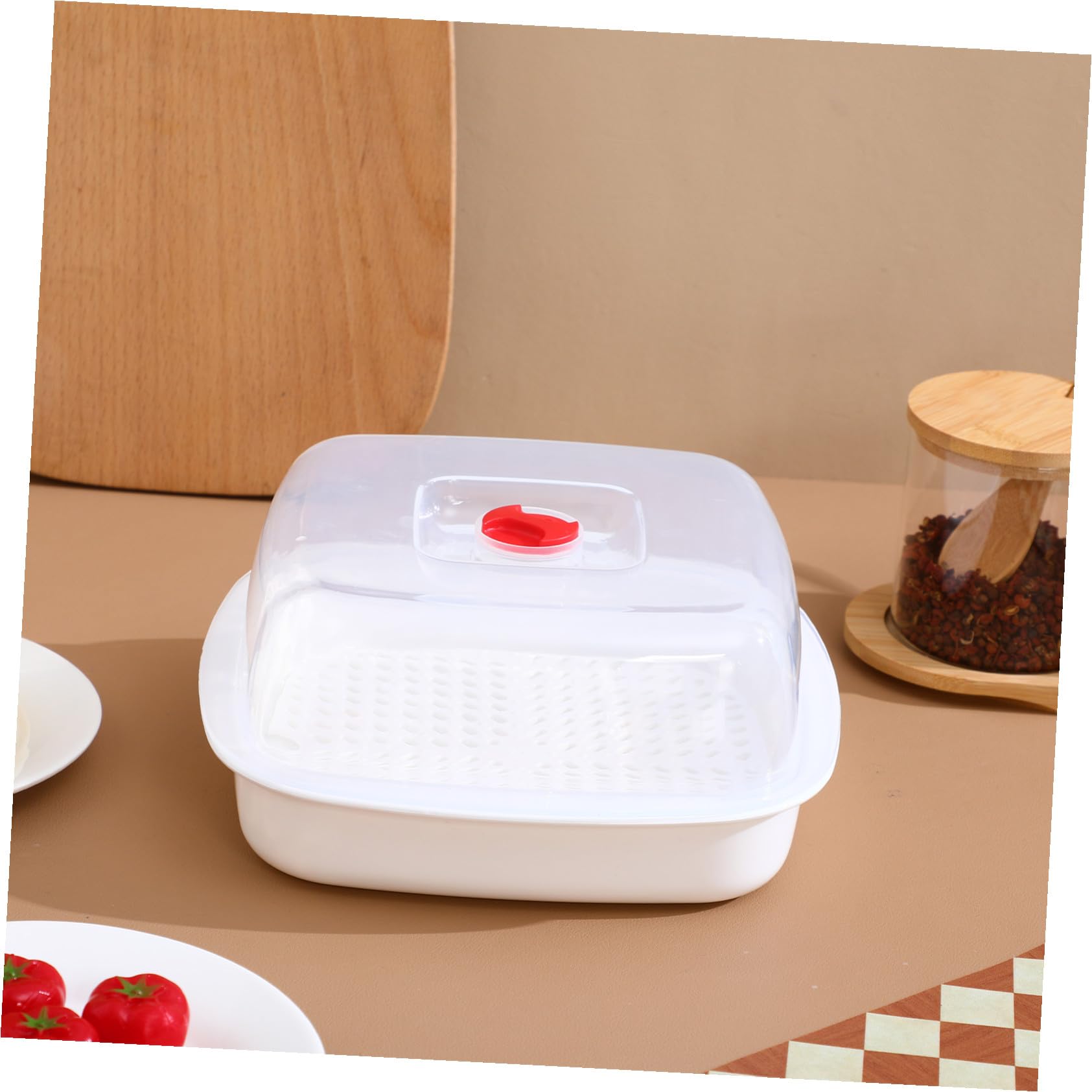 Generico Vaporiera Microonde Professionale in Plastico Manico, Contenitore per Alimenti al Vapore per Cucina e Cottura di Pesce e Ravioli