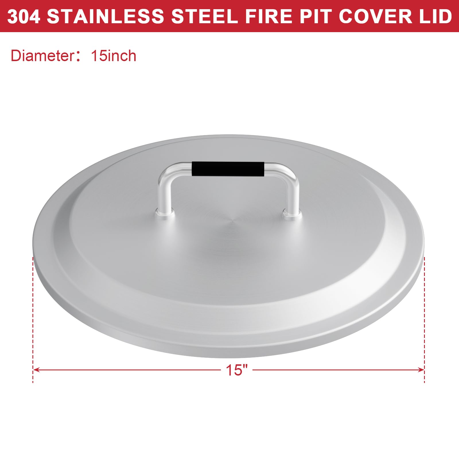 Fire Pit Lid for Solo Stove Ranger 15 Inch, Stainless Steel Fire Pit Lid Accessory with Heat Resistant Handle for Solo Stove Outdoor Fire Pits/Camping