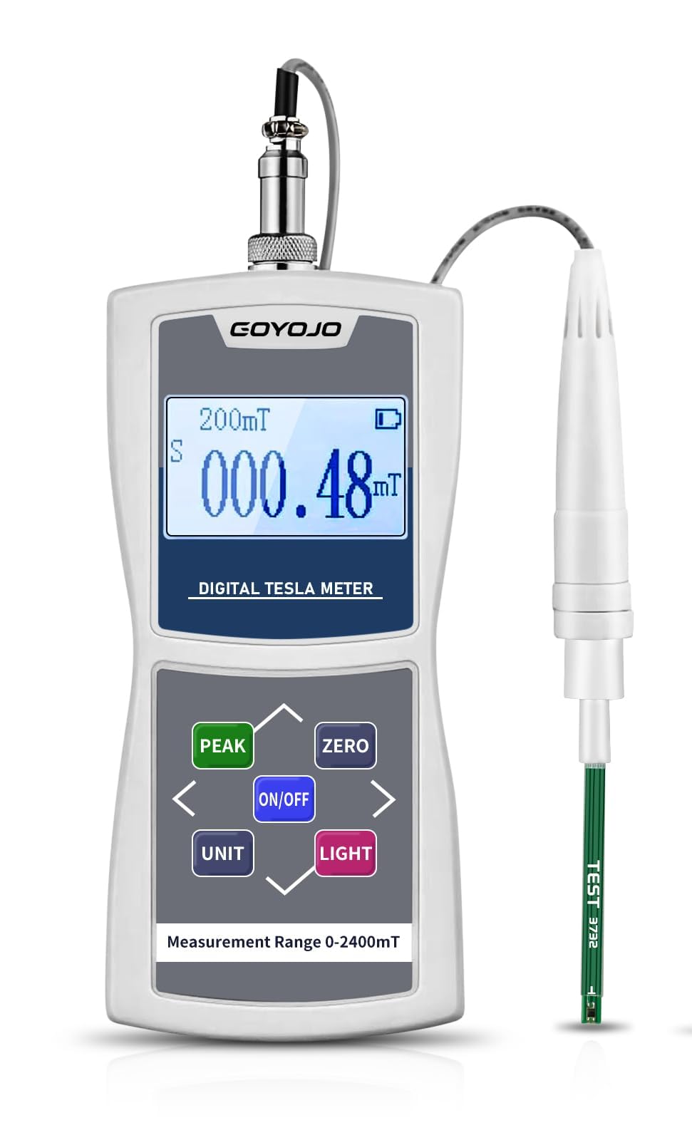 GOYOJO Handheld Digital Display Tesla Meter high-Precision Gauss Meter 0-2400mT Range Flux Meter Surface Magnetic Field Tester with Probe ±1% Accuracy-picture-29