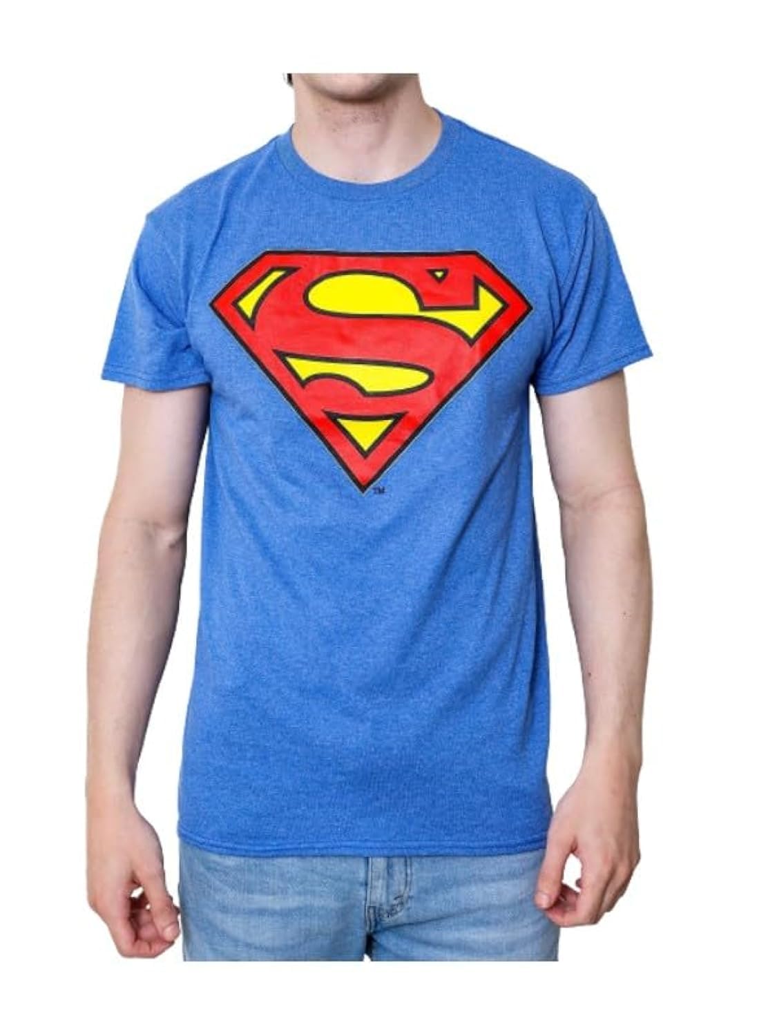 Superman Logo Symbol Justice League DC Costume Adult T-Shirt, Royal Heather, Large