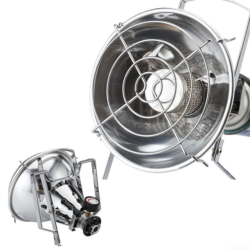 Stufa a gas portatile per uso esterno – Riscaldatore a gas propano butano con uscita 1,0 kW, fornello da campeggio in acciaio inox, compatto, 15,5 x 15,5 x 22,1 cm