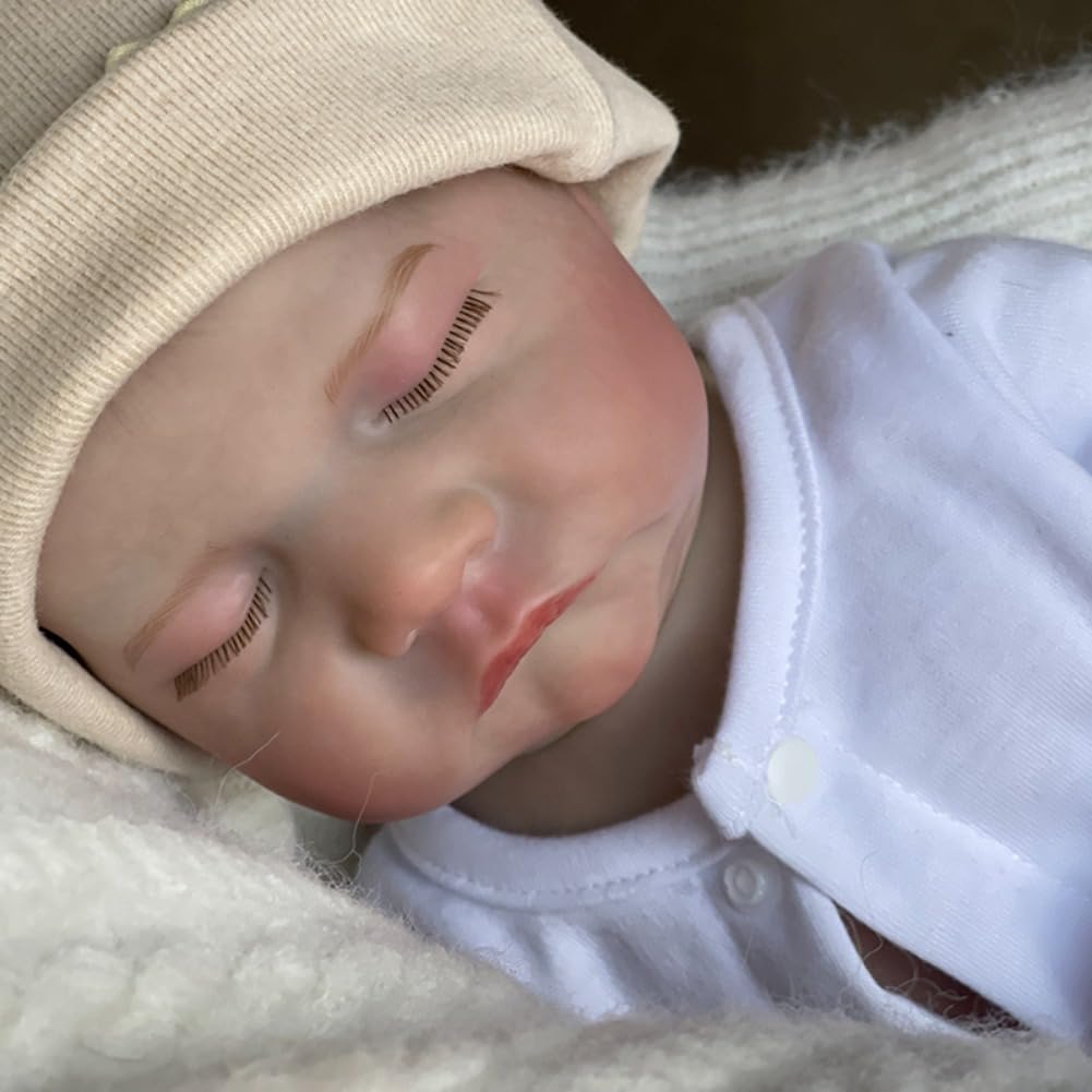 リアルベビー人形 ポンポン帽子付き ポンポン付き帽子のミニチュアベビー（眠り顔／約4cm） その他人形