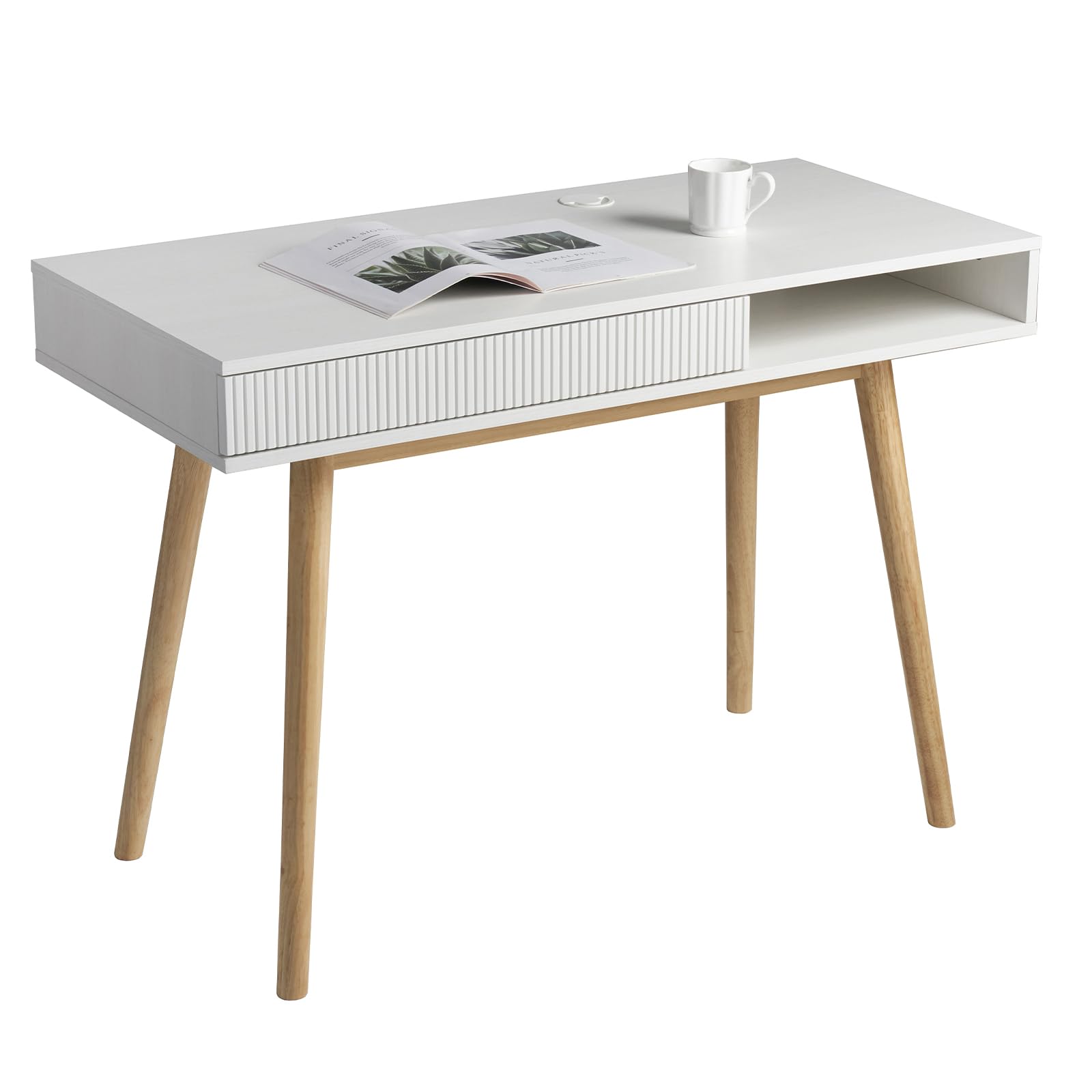 モダンアート　デスク　　ホワイト Amazon.com: Artswish White Desk with Drawer for Small Spaces, Mid