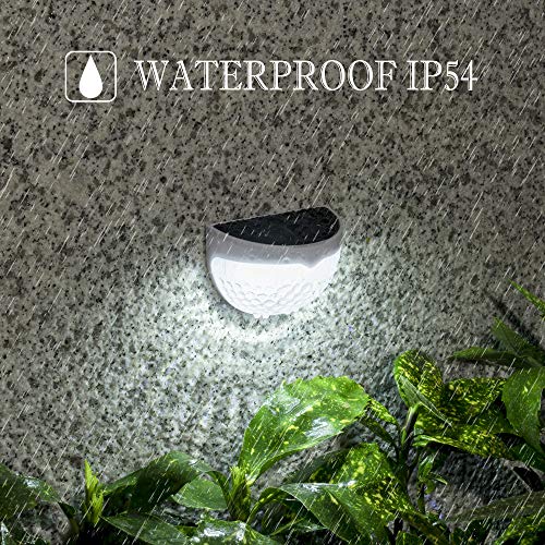 Gigalumi 4 Pack Solar Fence Lights, Deck Lights Solar Powered Outdoor Waterproof Fence Lighting For Fence Deck Step Stair Post Wall (White) #TOP5