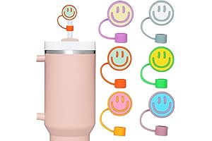 6PCS Double Sided Smile Face Straw Toppers