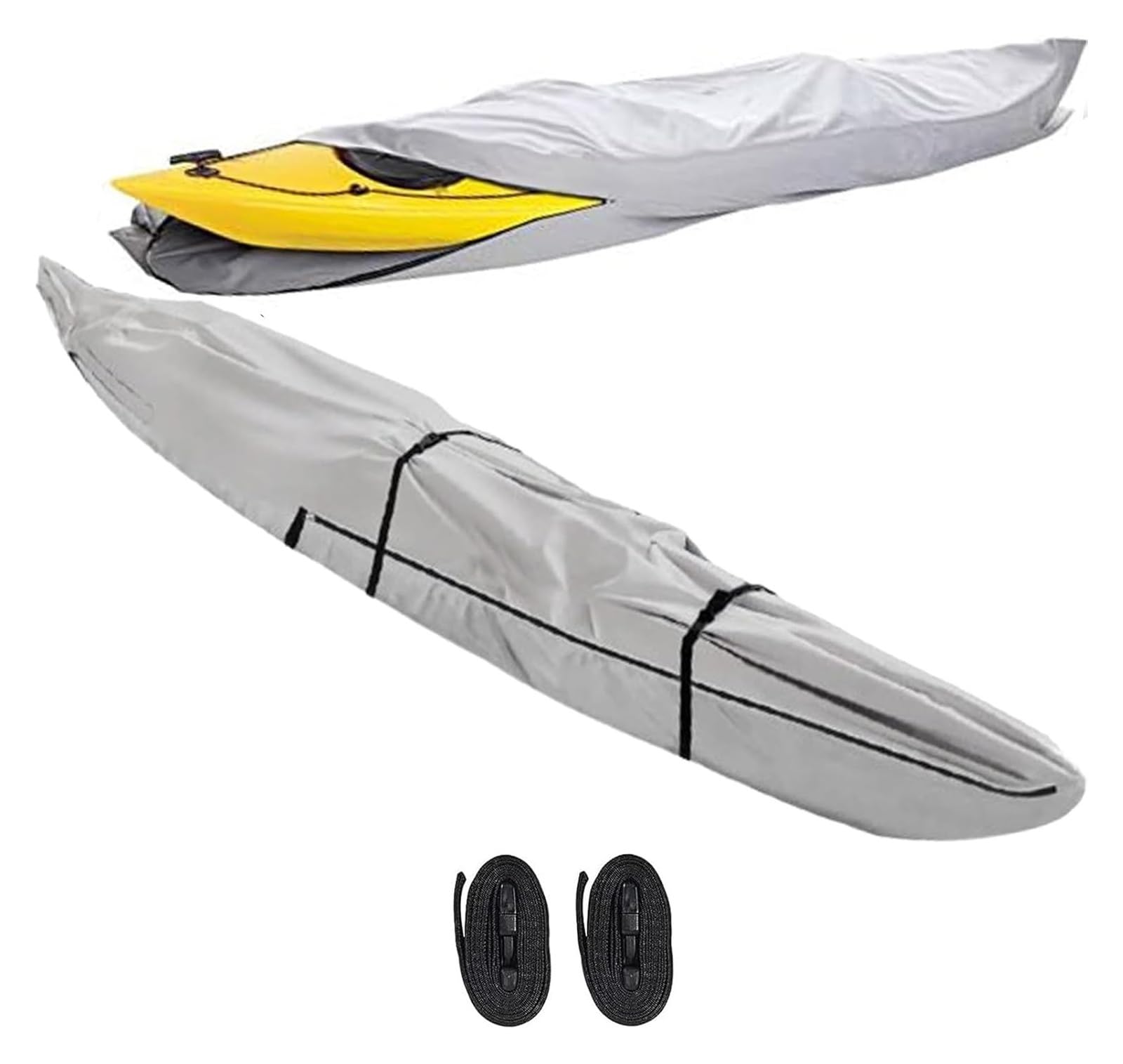 Pokrowiec do przechowywania kajaka, Zapinana na zamek osłona przeciwdeszczowa kajak, szara, czarna, od 10 do 18 stóp(Gray,10ft)