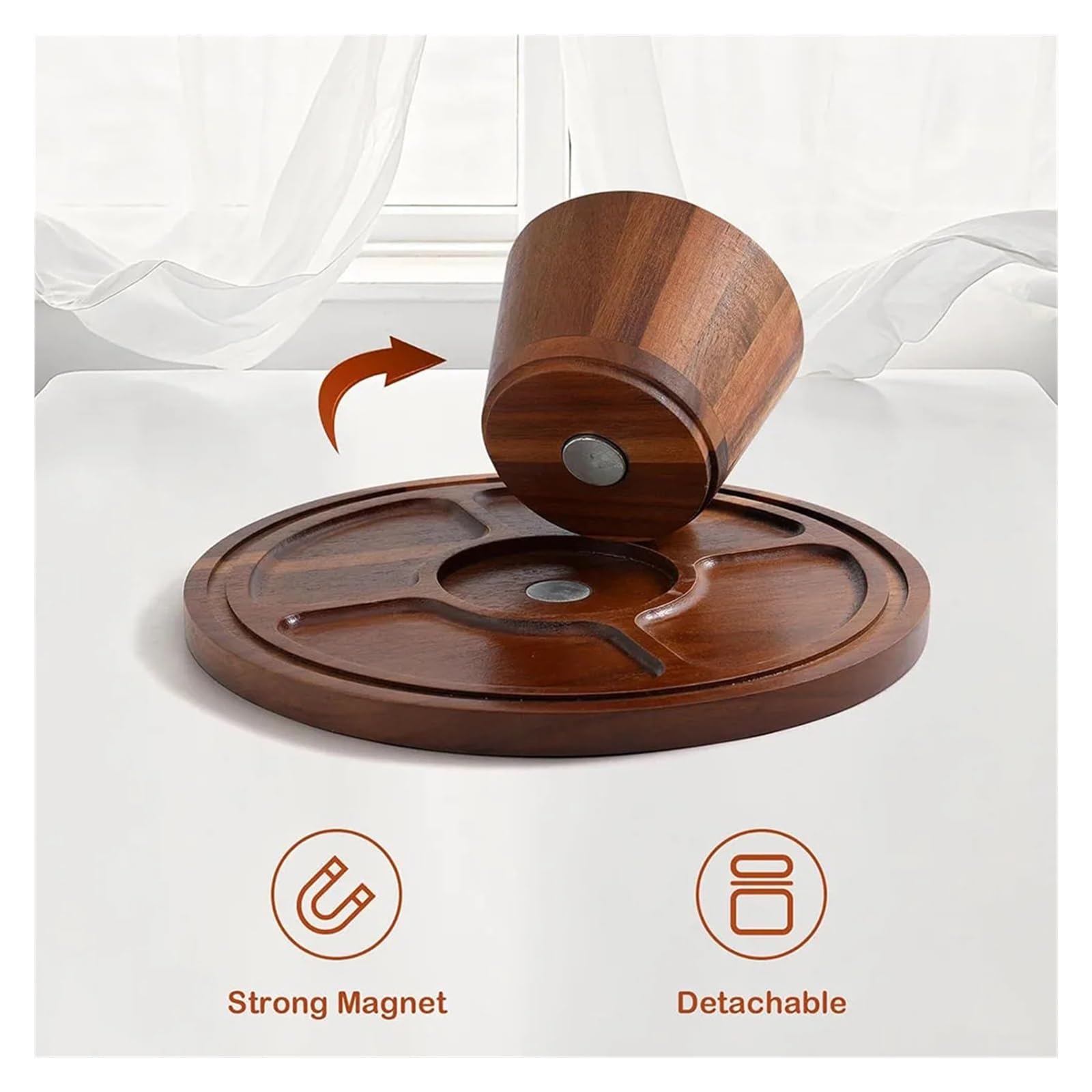 Générique Support à gâteau en bois d'acacia avec couvercle en verre 12"