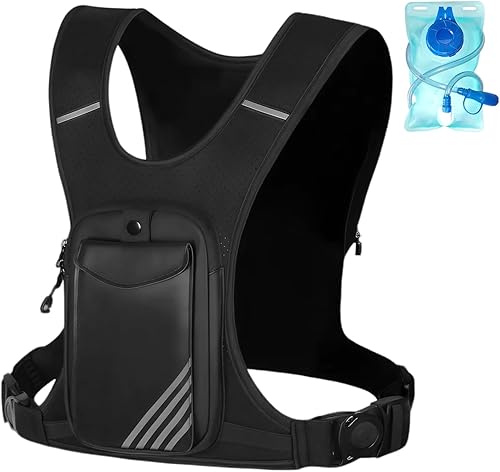 Running Hydration Vest Backpack Chest Bag with 800 ML Water Bladder, Minimalist Lightweight Running Vest for Women Men with Phone Holder, Extra