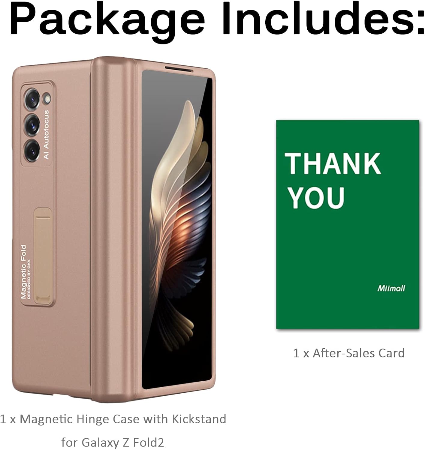Miimall Compatible for Galaxy Z Fold 2 Case, Z Fold 2 Case with Hinge Protection Hard PC Bumper Alloy Kickstand Case for Samsung Galaxy Z Fold 2 (2020) (Gold)