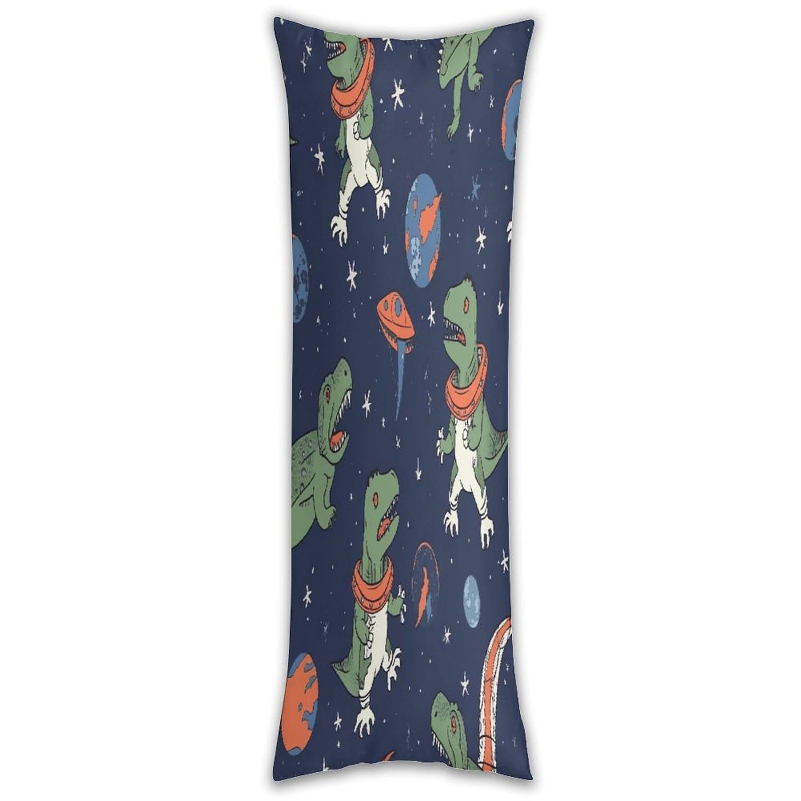 Funny Astronaut Dinosaur Rocket Long Pillow Case with Zipper Ultra Soft Microfiber Long Pillow Cover Breathable Body Pillow Protector Soft Wrinkle Pillowcase for Bed Sofa Bedroom 53 X 19 in