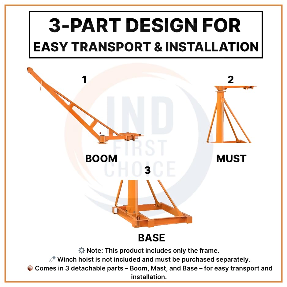 Image of IND Mini Crane 500 Kg Monkey Hoist | Portable 53-55 Kg Frame | Electric Clutch Winch | 7 mm x 30 M Wire Rope | Building Material Lifting Machine | with electric hoist