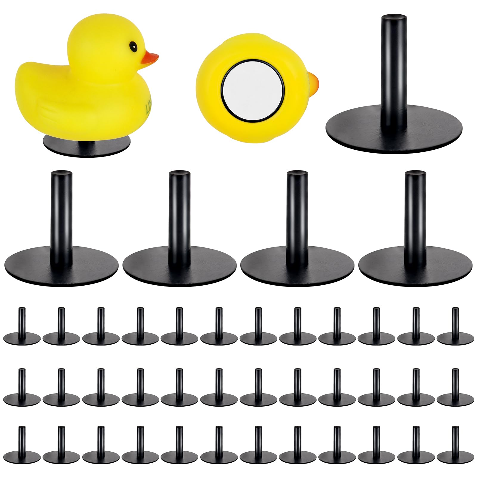 Komake Plastic Duck Plug Holder for Jeep Dash, 40 Pcs Flock Locker Rubber Duck Mount, Self-Adhesive Rubber Duck Holder for Fixed Display Lover, Stickers Inside, Excluding Rubber Duck (Black)