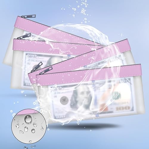 Vista 51 de 4 bolsas de dinero con cremallera, sobres de efectivo, bolsa de dinero de 7.6 x 3.7 pulgadas, bolsas de depósito bancario transparentes, bolsa Blanco