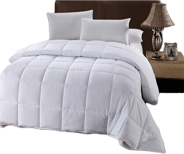 Royal Tradition Down Alternative Comforter (Oversized King, 110x98) 61-Ounces of Fill, Solid Baffle Box Pattern, Soft and Fluffy Hotel Style Duvet Insert with Corner Ties, White