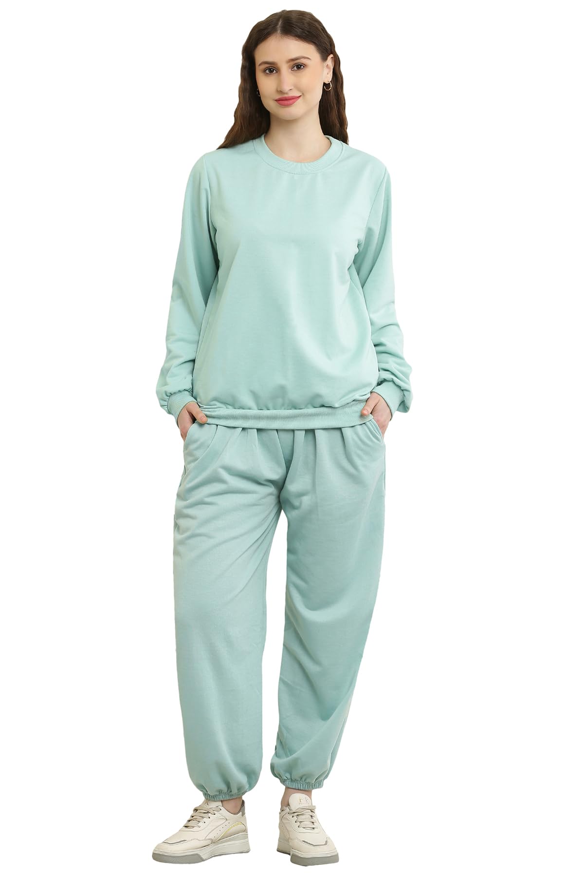 Elegance Women's Fleece Long Sleeve Round Neck Sweatshirt & Lower Winter Nightwear Pajama and Upper Set Tracksuit || 3XL - 10XL ||-picture-27