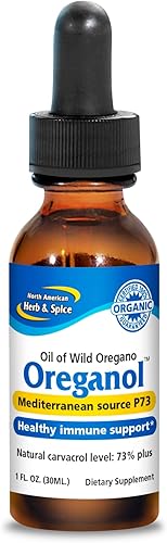 NORTH AMERICAN HERB & SPICE Oréganol – 1 onza líquida, paquete de 3 – Aceite de orégano orgánico silvestre sin procesar, fuente mediterránea P73 –