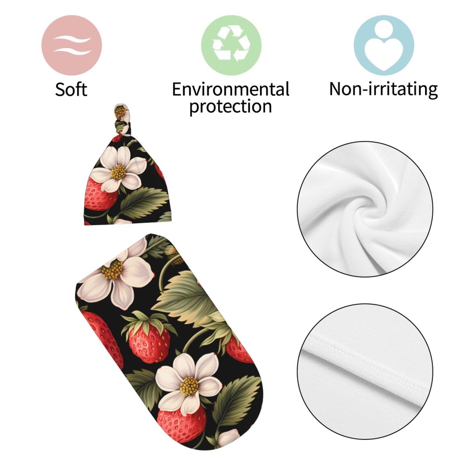 3d fragola Swaddle coperta e cappello set per neonati avvolgente accogliente per neonati bambino comfort 29x53 cm