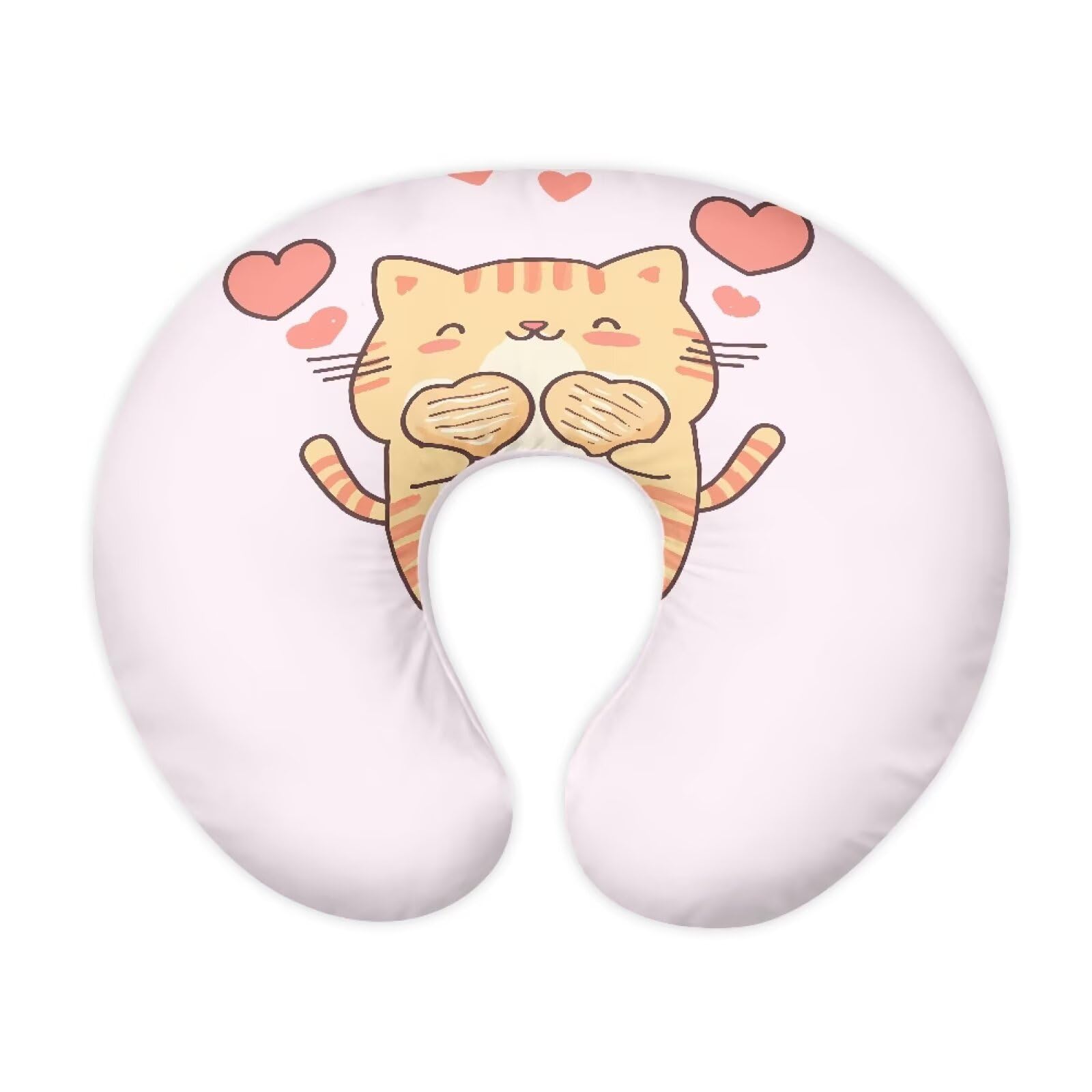 Urndoeng Breast Feeding Pillow Covers Newborn(Only Pillow Cover) Dryable And Stretchy Feeding Pillowcase Easy To Clean Cute Cat Pink