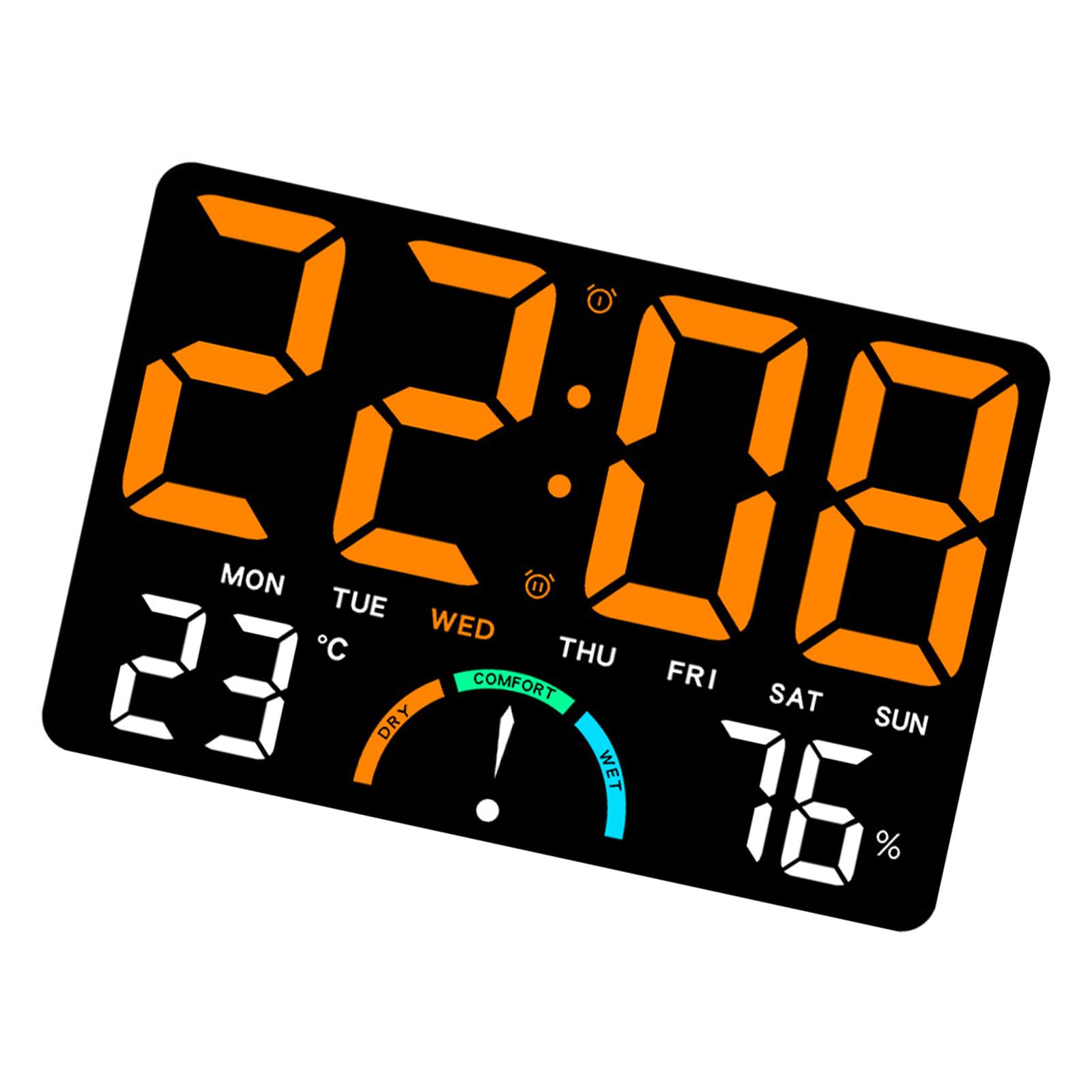 Horloge numérique LED moderne en ABS blanc avec alarme et capteurs d'humidité intégrés