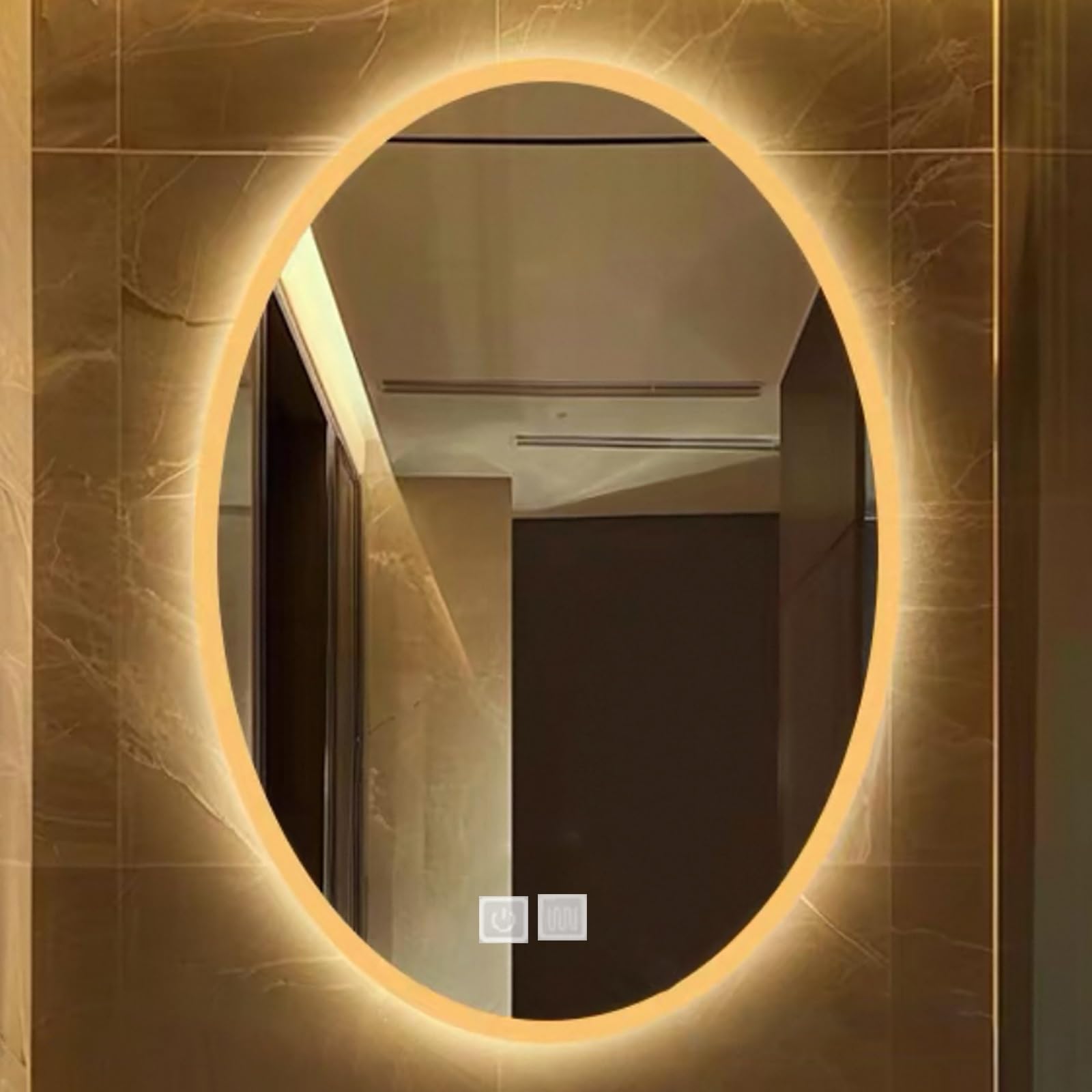 BKSXSOP LED Backlit Oval Bathroom Mirror 60x80cm with Touch Switch, Anti-Fog, Wall-Mounted, Available in 40x60cm, 50x70cm, 70x90cm - Modern Decor.