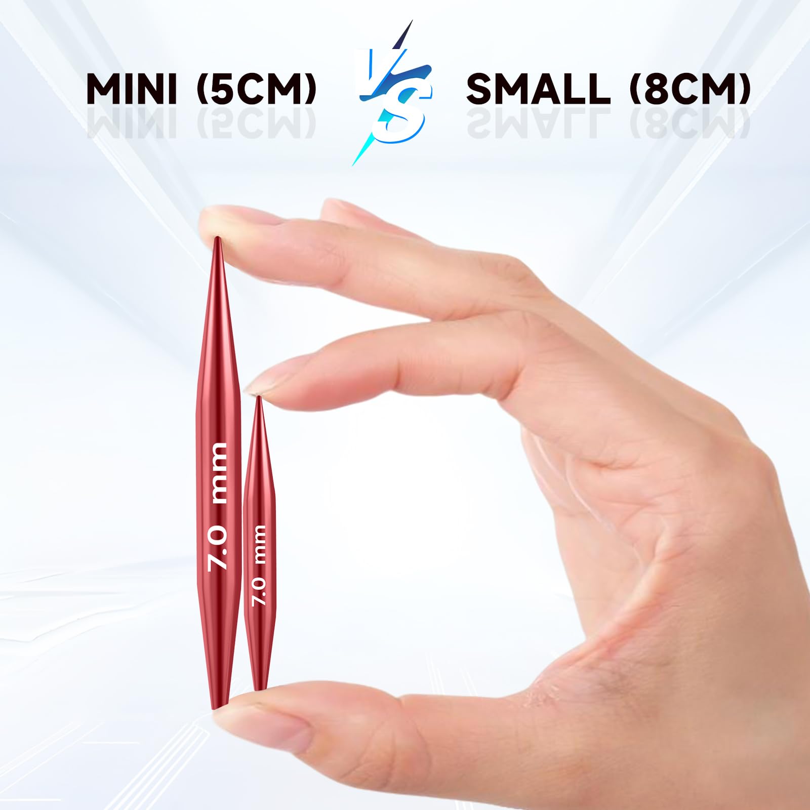 Set di ferri circolari corti intercambiabili, 5 cm, mini ferri da maglia intercambiabili con borsa e accessori, 12 aghi da 3 a 8 mm di diametro, 4 cordoncini da 15-55 cm, set di uncinetti in