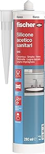 🎫🎫 DOUBLE COUPON! Fischer SAS White, Silicone Anti-Mould Sealant Indoor/Outdoor Acetic-Based for Sanitary Environments such as Bathroom, Shower, Ceramic, 9361