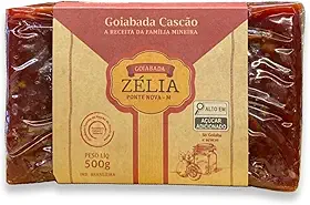 Goiabada Cascão Zélia 500g - Doce de Goiaba Artesanal Mineiro - Receita Tradicional de Ponte Nova MG - Sem Glúten - Ideal para Sobremesas, Recheios, Acompanhamento de Queijos e Cafés
