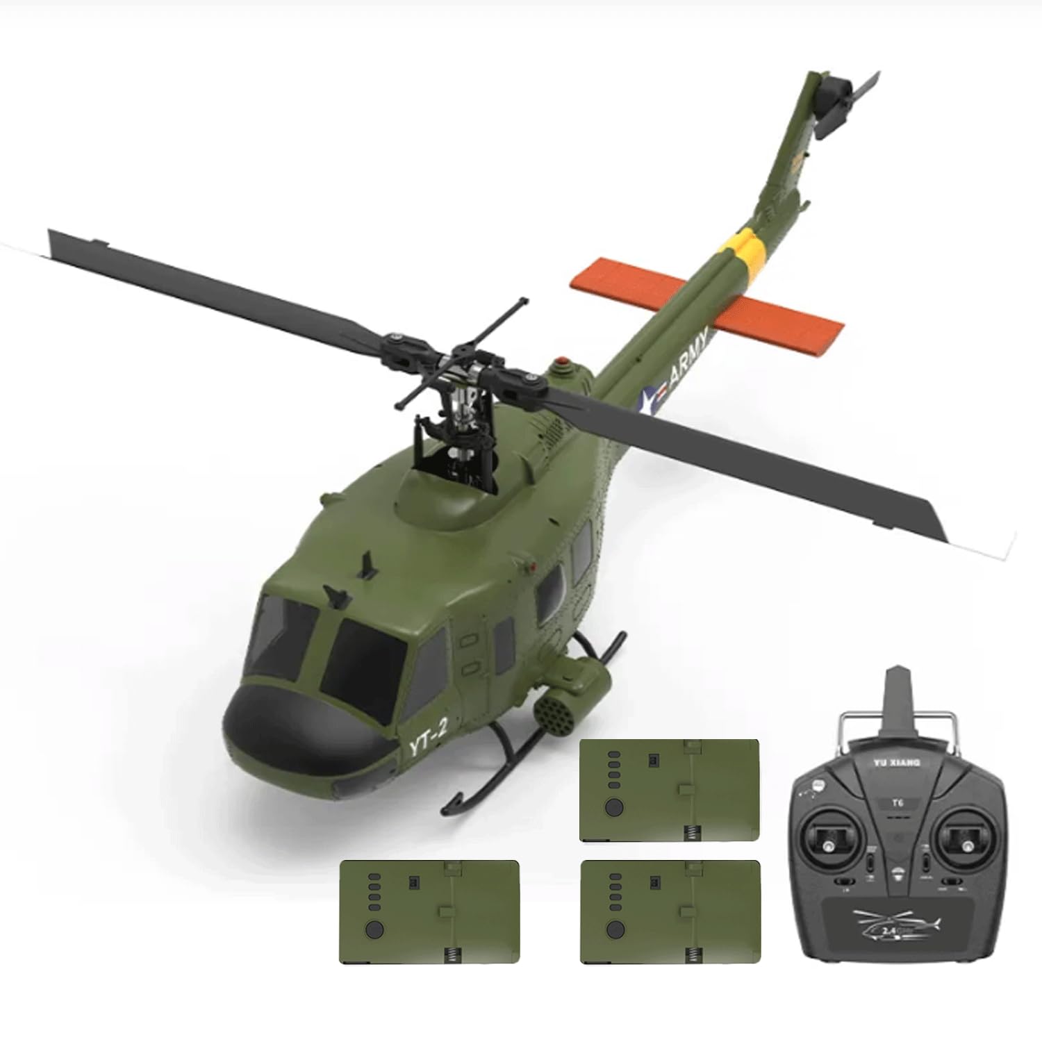 ROUASD YUXIANG F07 UH-1 Huey RC Helicopter Model, 1/34 2.4G 6CH 6G/3D Brushless Direct-Drive Flybarless Military RC Aircraft for Adults Advanced