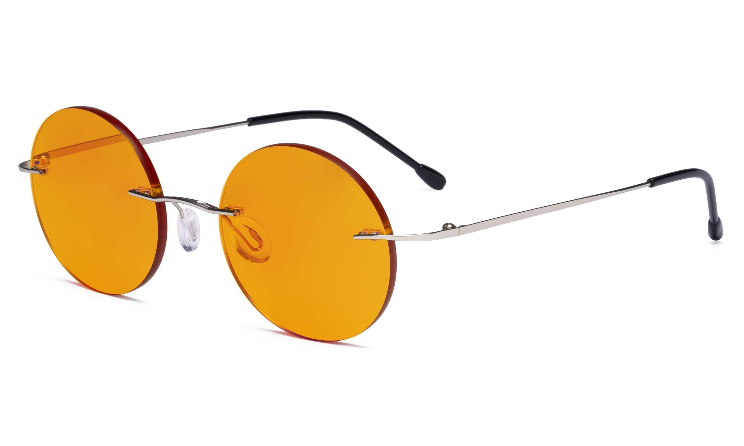Eyekepper Titanium Rimless Orange Tinted Lenses Computer Reading Glasses Readers Men Women