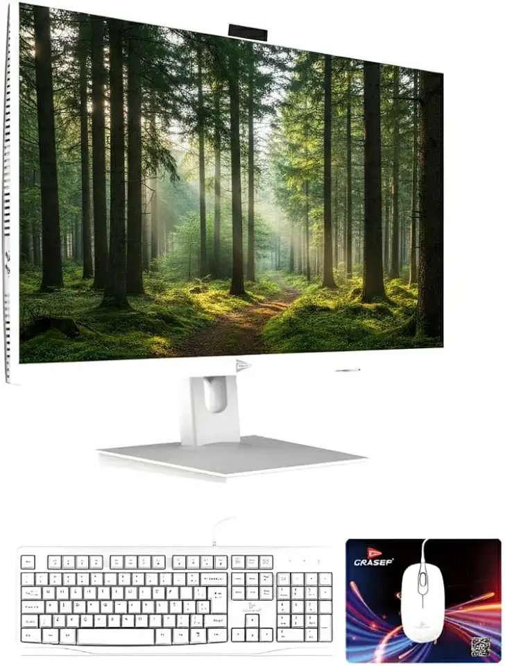 Computador All in One Grasep 23.8" Full HD Intel Core i7-6500U, 16GB RAM, SSD M.2 256GB, Wi-Fi Dual Band, Windows 11 Pro com Teclado e Mouse, Branco