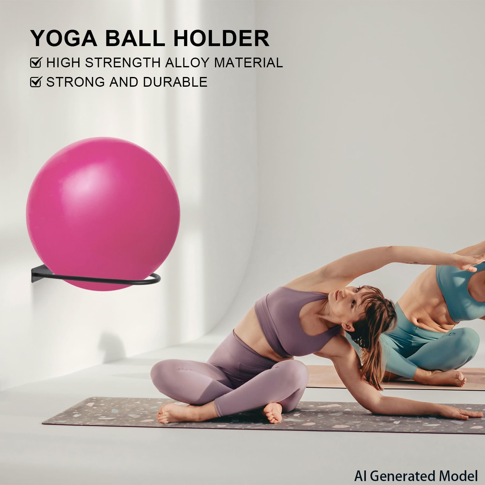 Soporte de bola de estabilidad, soporte de pared para pelotas de ejercicio, soporte para pelotas de yoga, para el hogar y estudios de yoga o gimnasios comerciales. Actúa como un estante de