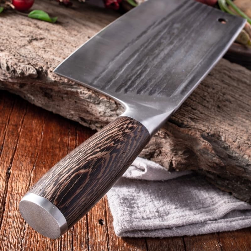Miniatura 6 de Cuchillo de carnicero de carne, cuchillo forjado a mano, corte de huesos, acero de alto carbono, cuchillo de carnicero de carne resistente, cuchillo
