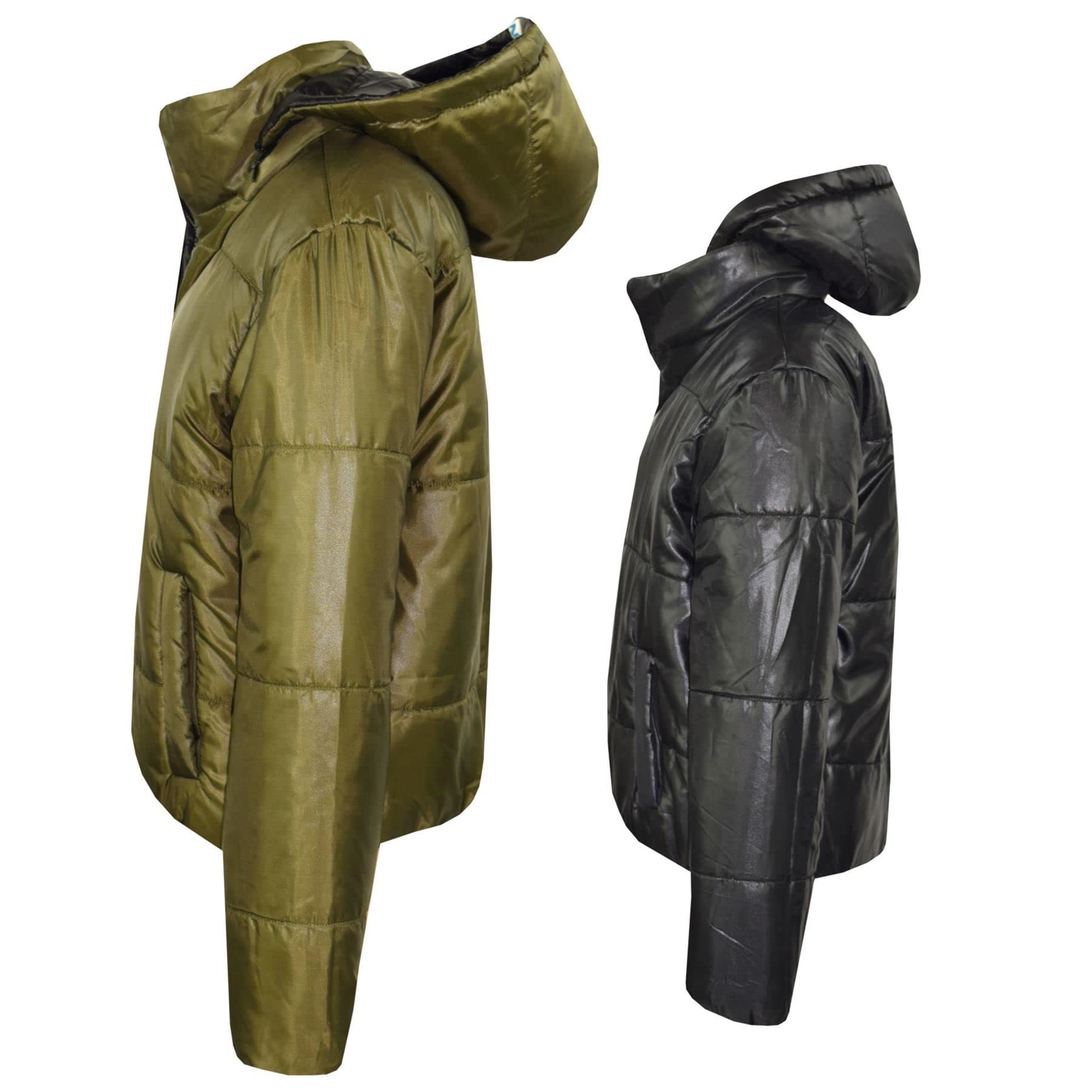 A2Z 4 Kids Dziewczyny Chłopcy Kurtka Dwustronna, Krótka, Z Kapturem, Wyściełana Podszewką Kurtki Puchowe - Reversible Jacket 492 Olive 13.